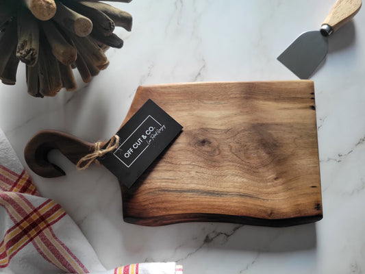 Mini Handmade Walnut Charcuterie Board With Handle (13" x 0.75" x 6.5") - A323