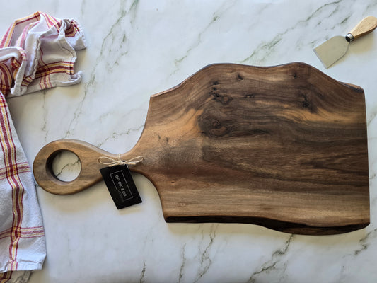 Handmade Walnut Charcuterie Board With Handle (25" x 0.75" x 13") - A390