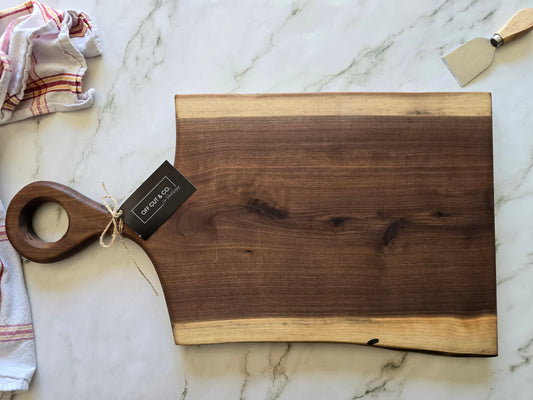 Handmade Walnut Charcuterie Board With Handle (24" x 0.75" x 13.25") - A391