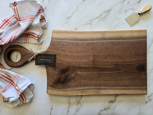 Handmade Walnut Charcuterie Board With Handle (24.5" x 0.75" x 11.25") - A393