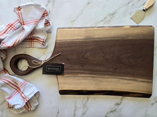 Handmade Walnut Charcuterie Board With Handle (24.5" x 0.75" x 12.75") - A395