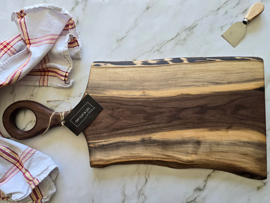 Handmade Walnut Charcuterie Board With Handle (25" x 0.75" x 12.25") - A396