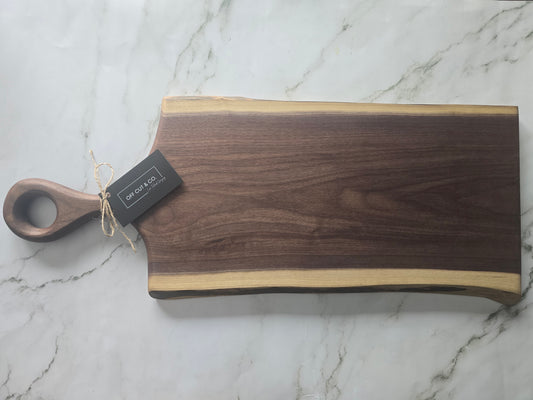 Handmade Walnut Charcuterie Board With Handle (25.25" x 1" x 10.25") - A402