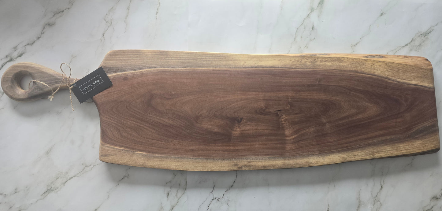 Handmade Walnut Charcuterie Board With Handle (41.25" x 1" x 11.25") - A404